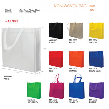 NW05xx A3 Non Woven Bag 90gsm - Fully Stitched