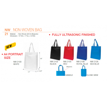 NW21xx A4 Non Woven Bag - Ultrasonic Finished