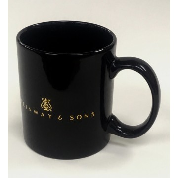 12oz Black Mug with Shiny Gold Heat Transfer