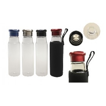 GB-3356 550ml Glass Bottle with black neoprene pouch