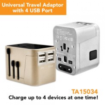 TA15034 Travel Adaptor with 4 USB Port