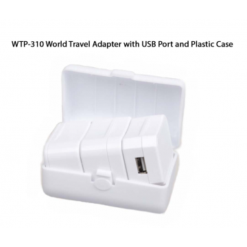 WTP-310 World Travel Adapter with 1 USB Port and Plastic Casing