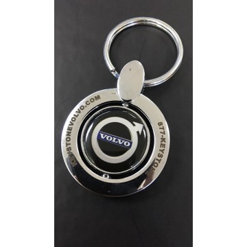 Customized Round Metal Spinning Keychain - Volvo