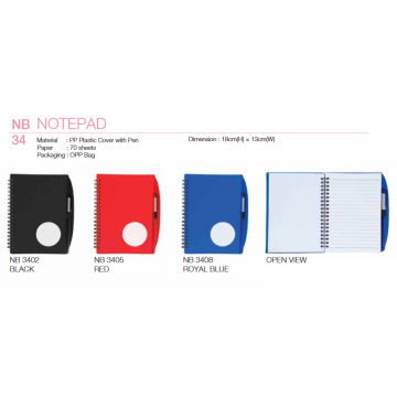 NB34xx PP Plastic Cover Notepad with Pen