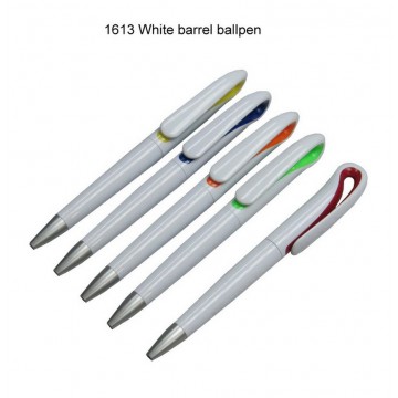 1613 White Barrel Ballpen