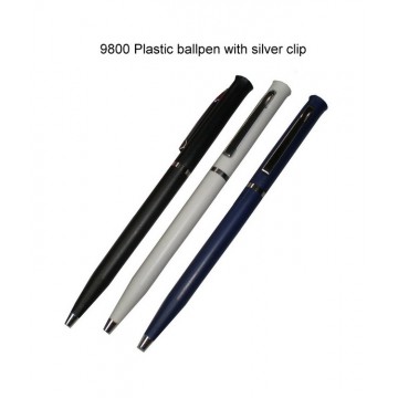 9800 Plastic Ballpen with Silver Clip