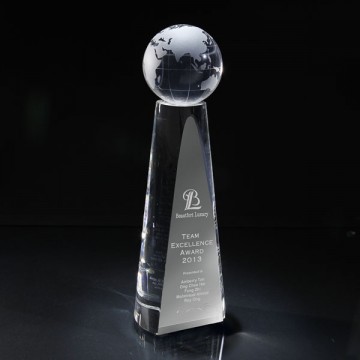 CA26 Cone with Globe Crystal Award