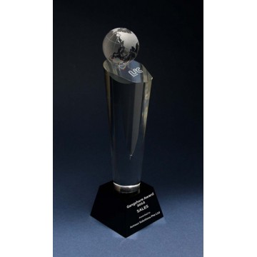 CA28 Titanium Globe Crystal Award