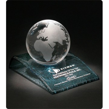GA19 Globe on Curved Base Glass Award