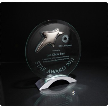 GA23 Sparkle Bevel Round Glass Award