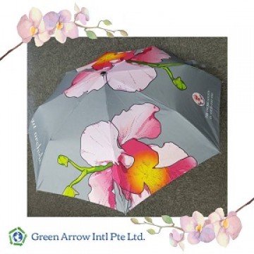 Customized Orchid Umbrellas with Flower Printing All Over - Grey